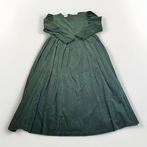 Vtg Laura Ashley Midi Dress Green Corduroy Size Sm / 8 Prairie Christmas